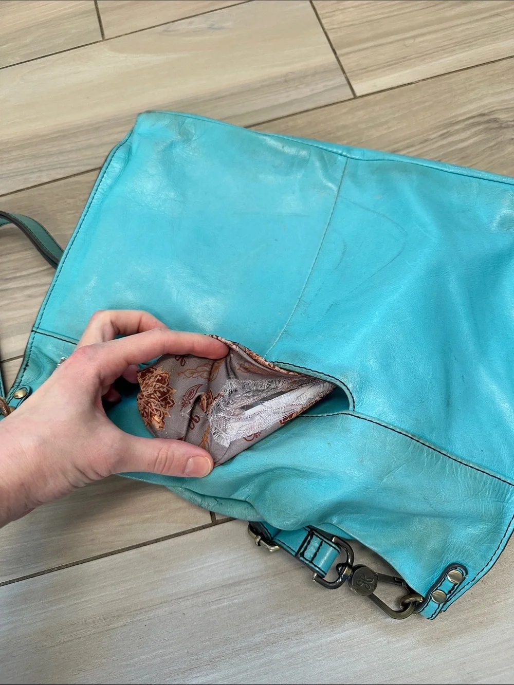 HOBO Turquoise Leather Crossbody Shoulder Bag